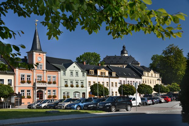 Rathaus Frauenstein und Häuser Untermarkt