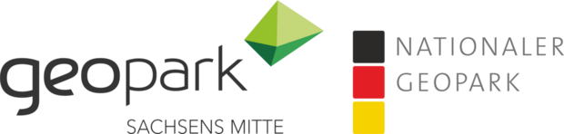 Logo Geopark mit dem Text geopark sachsens Mitte, Nationaler Geopark 